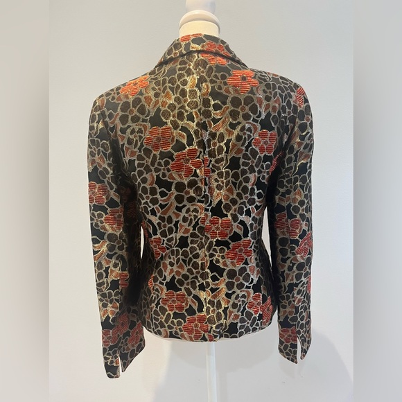 Lafayette 148 Printed Blazer Jacket Floral Abstract Brown Size 4 Small - Picture 3 of 10